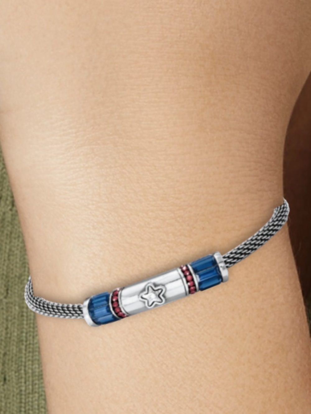 Brighton Independence Patriotic Silver Bracelet Featuring Red & Blue Crystals - Picture 7 of 13